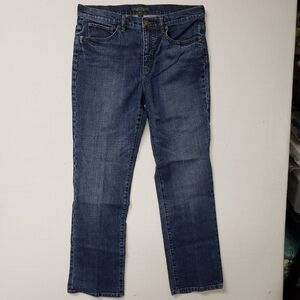LRL Womens 12 Jeans Lauren Ralph Lauren Straight Denim Blue Jeans Cotton Stretch